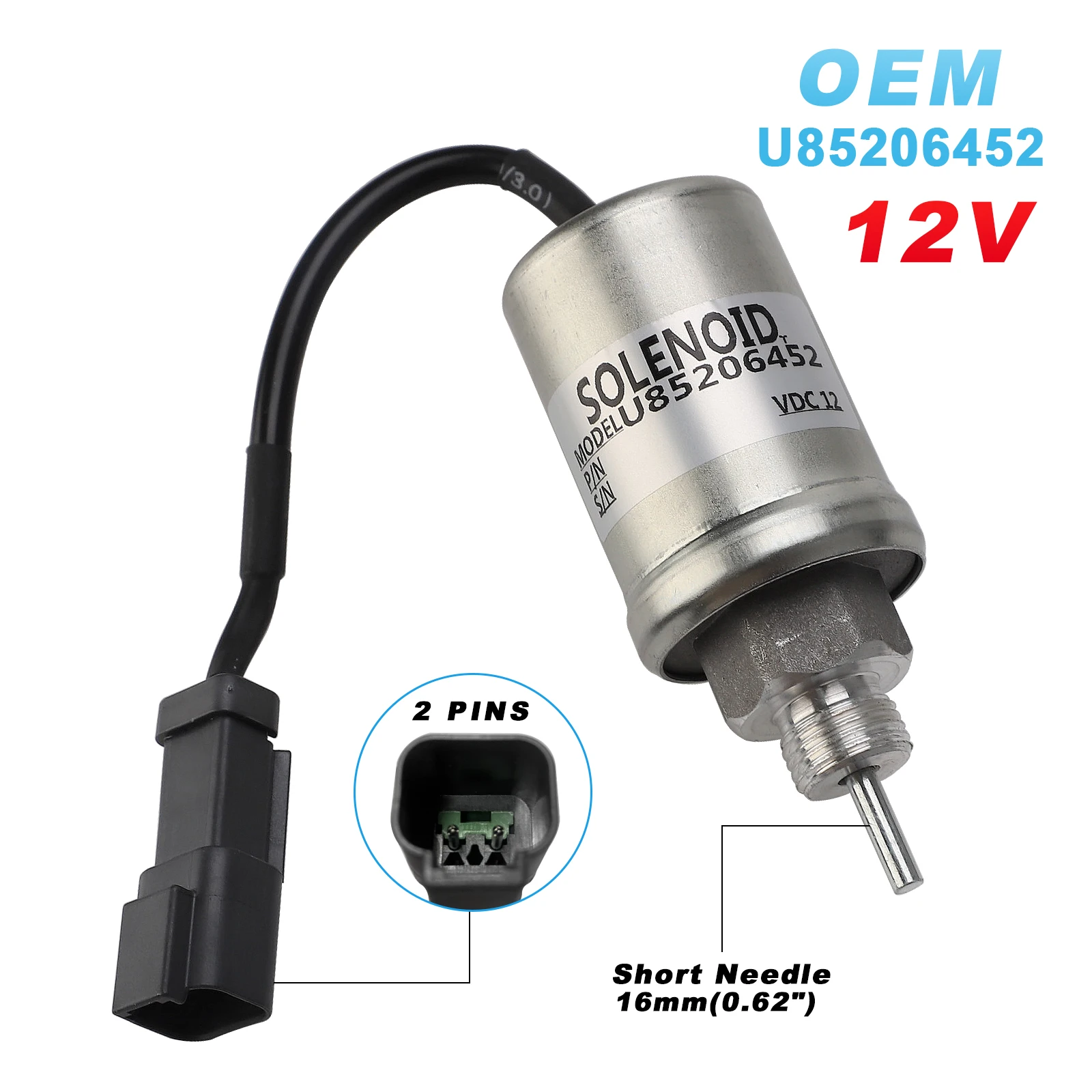 Серебристый топливный запорный электромагнитный клапан U85206452/U85206451 12 В подходит