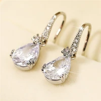 huitan fashion contracted design womens dangle earrings with crystal cubic zirconia silver color temperament female jewelry hot