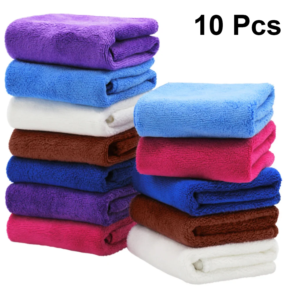 

10pcs Water Absorption Dish Towel Kitchen Cleaning Towels Househould Dishcloth (Random Color)