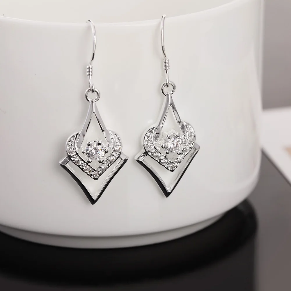 

Charms 925 Sterling Silver All-match crystaldrop Earrings for Women elegant fashion party wedding Jewelry Holiday gifts