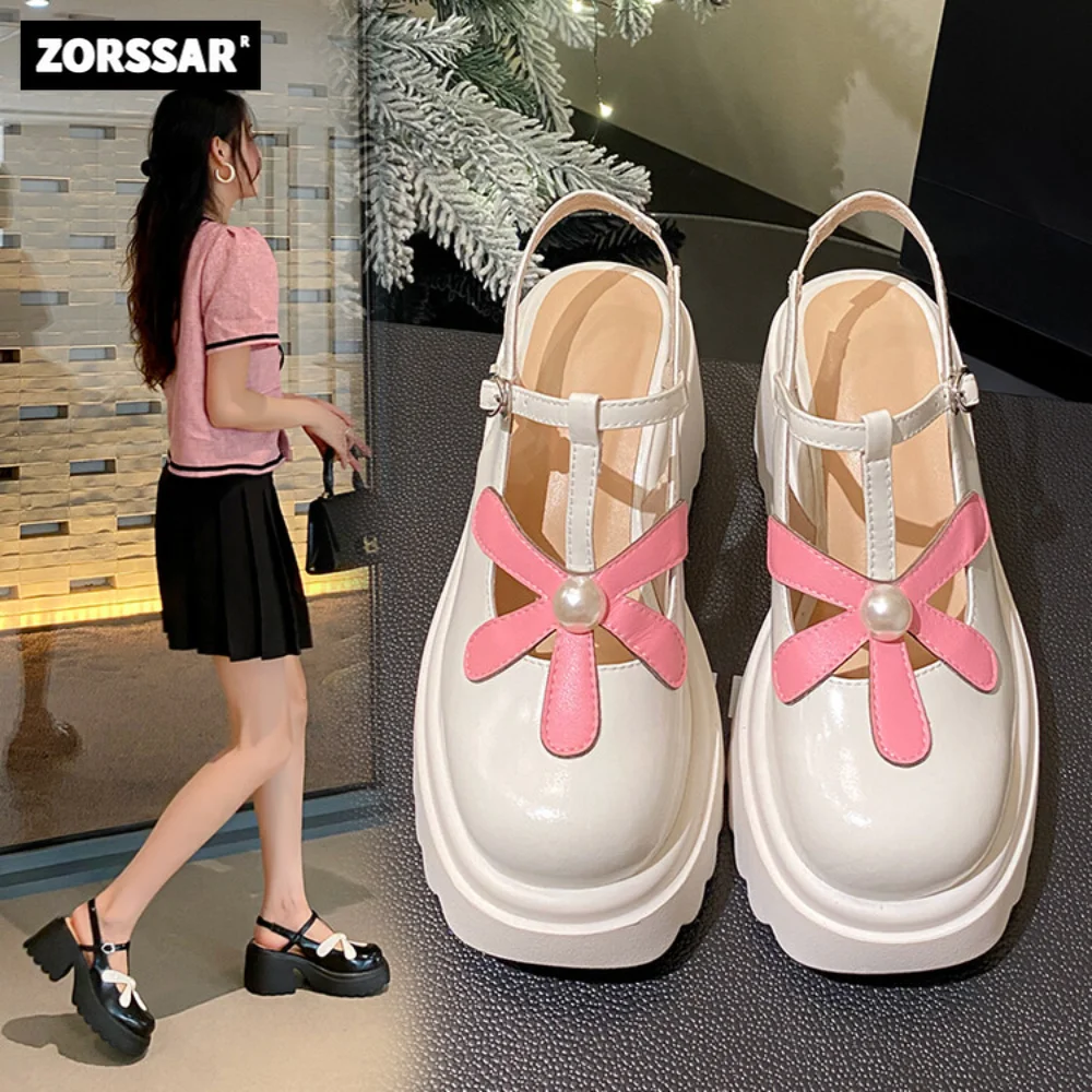 

Women Gladiator Sandals Summer closure Toe Chunky Heels Platform shoes Genuine Leather Casual Roman Sandals Party white black