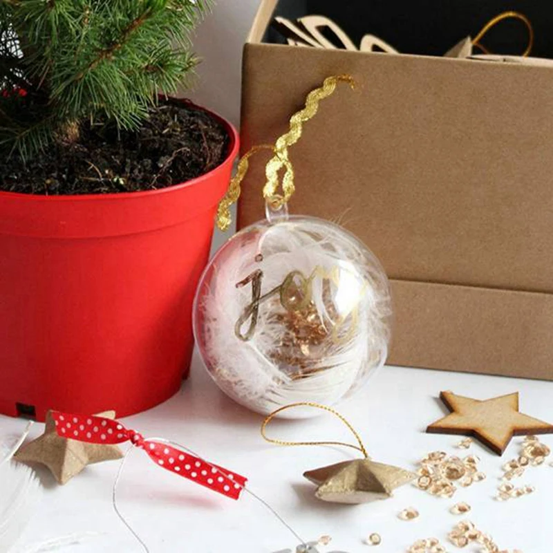 

24 Balls/Batch DIY 70mm Christmas Tree Hanging Ball Transparent Ball Transparent Plastic Filled Ball Ornament