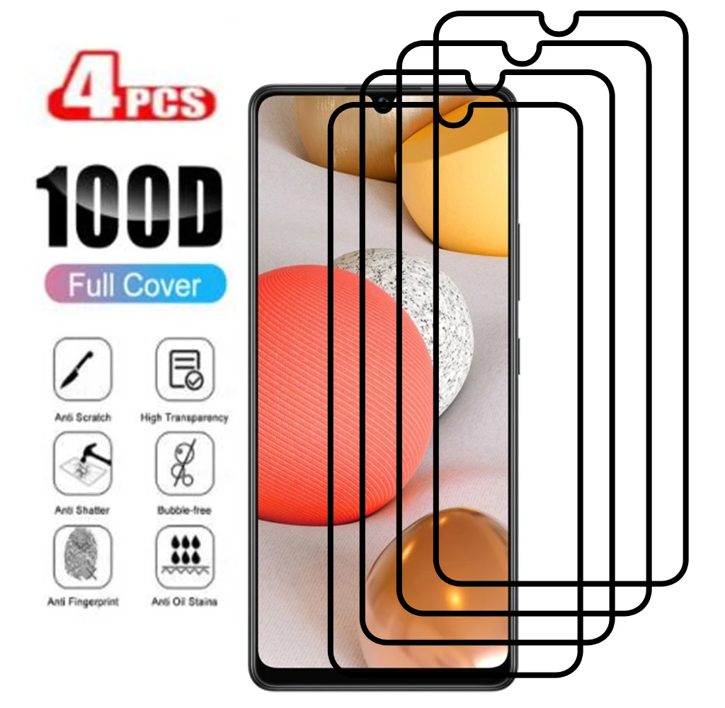 

4PCS 9D Full Cover Tempered Glass For Samsung Galaxy A51 A71 A72 A70 A50 A42 A52 A32 A42 Screen Protector Glass