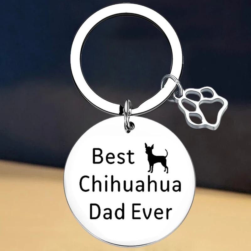 New Best Chihuahua Mom Dad Ever Keychain Pet Dog Lover Gift Chihuahua Dog Key Rings Chihuahua Lover Jewelry