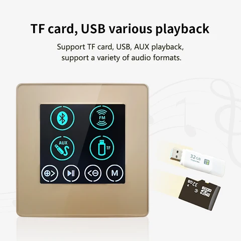 86B 4-канальный настенный аудио-усилитель с Bluetooth, фоновая музыка, сенсорный ключ, плеер, домашний кинотеатр, стереоконтроллер с поддержкой USB TF