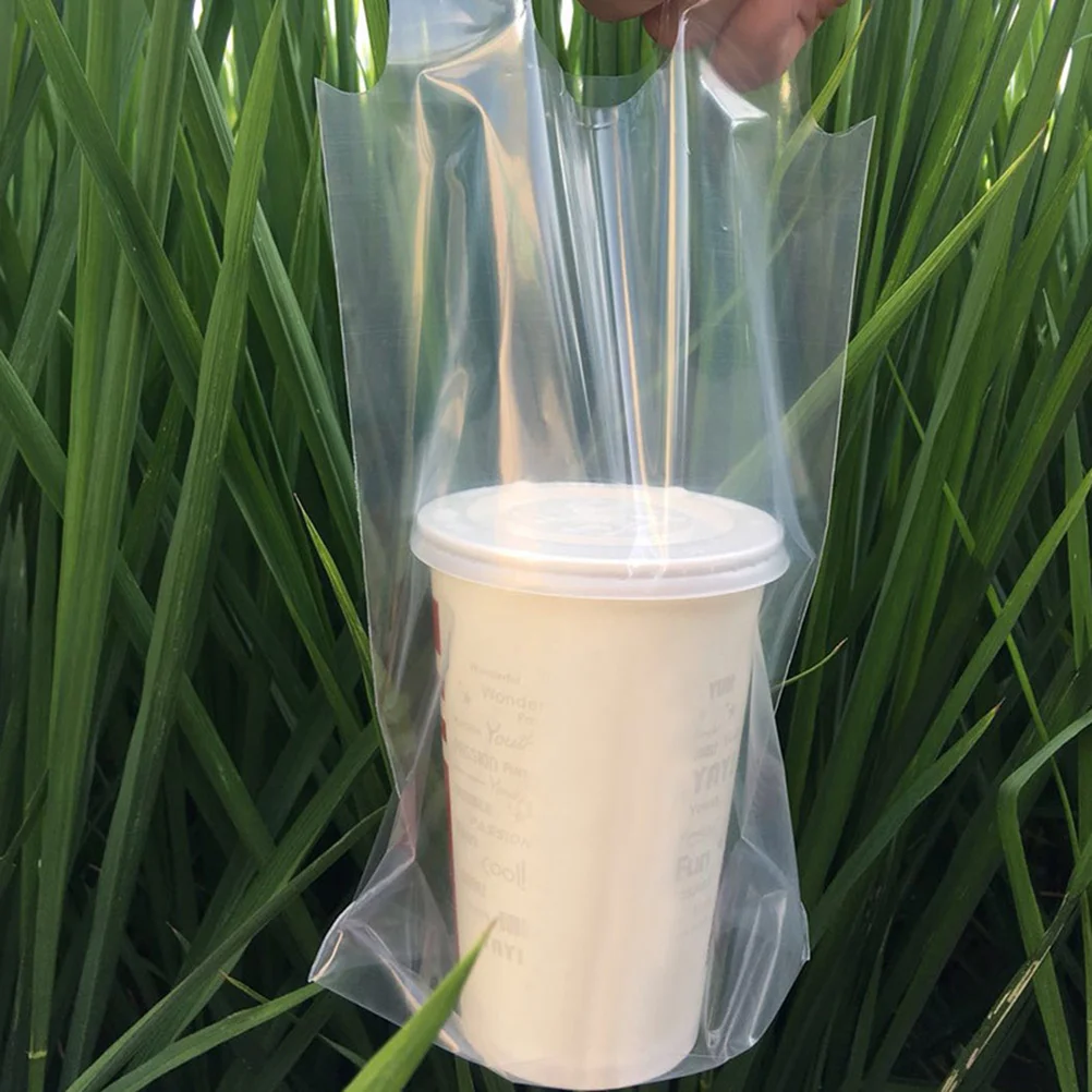 200 шт. сумка на вынос упаковочные сумки для напитков покупок одноразовая