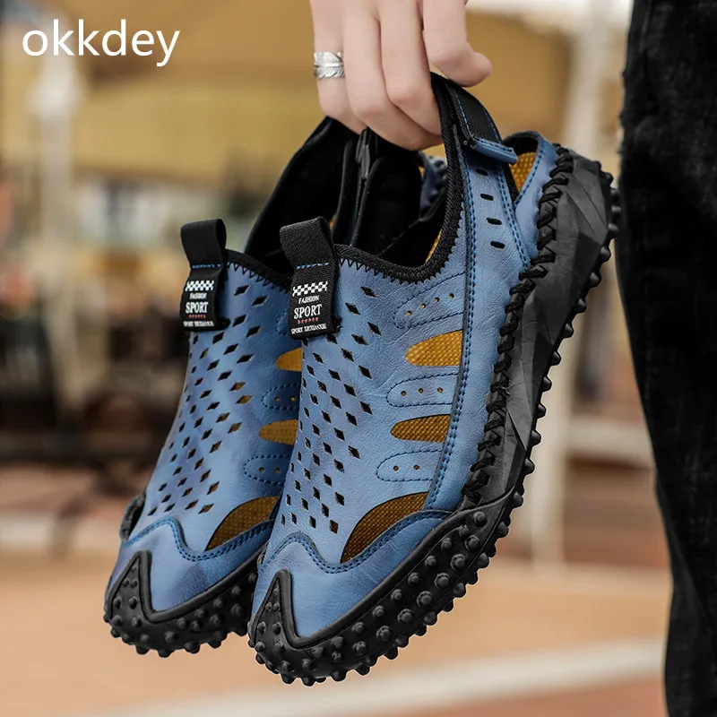 

Main Casual Round Toe Flat Sandals for Men Comfortable Breathable Trendy All-match Lightweight Elastic Sandals Spring Summer