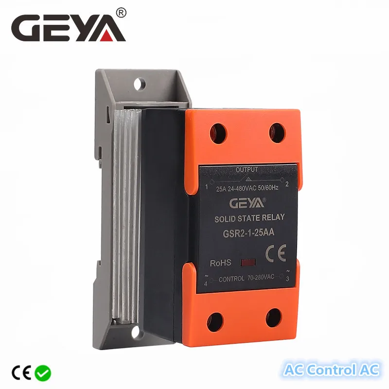 

GEYA AC Control AC Solid State Relay with Radiator SSR 10A 25A 40A 60A 80A 100A 120A Single Phase SSR with Heat Sink Din Rail