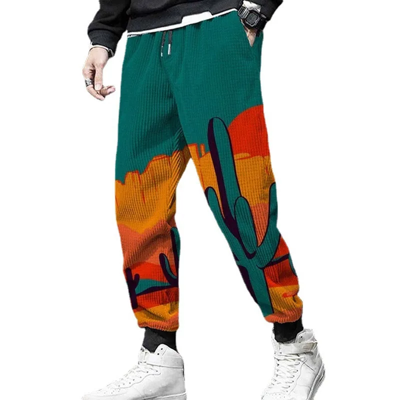 2023 New Four Seasons Leisure Youth Trousers 3D Digital Printing Ankle Banded Pants