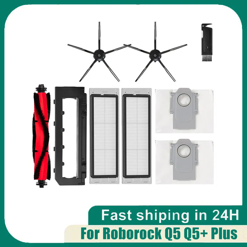 

For Roborock Q5 Q5+ Plus Robot Vacuum Cleaner Part Main Roll Brush Cover Side Brush Hepa Filter Dust Bag Replacement