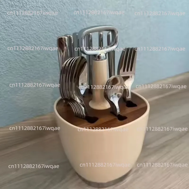 Фото Подставка для столовых приборов из нержавеющей стали для Smeg: ретро-органайзер для ножей, вилок и ложек для дома и кухни №1