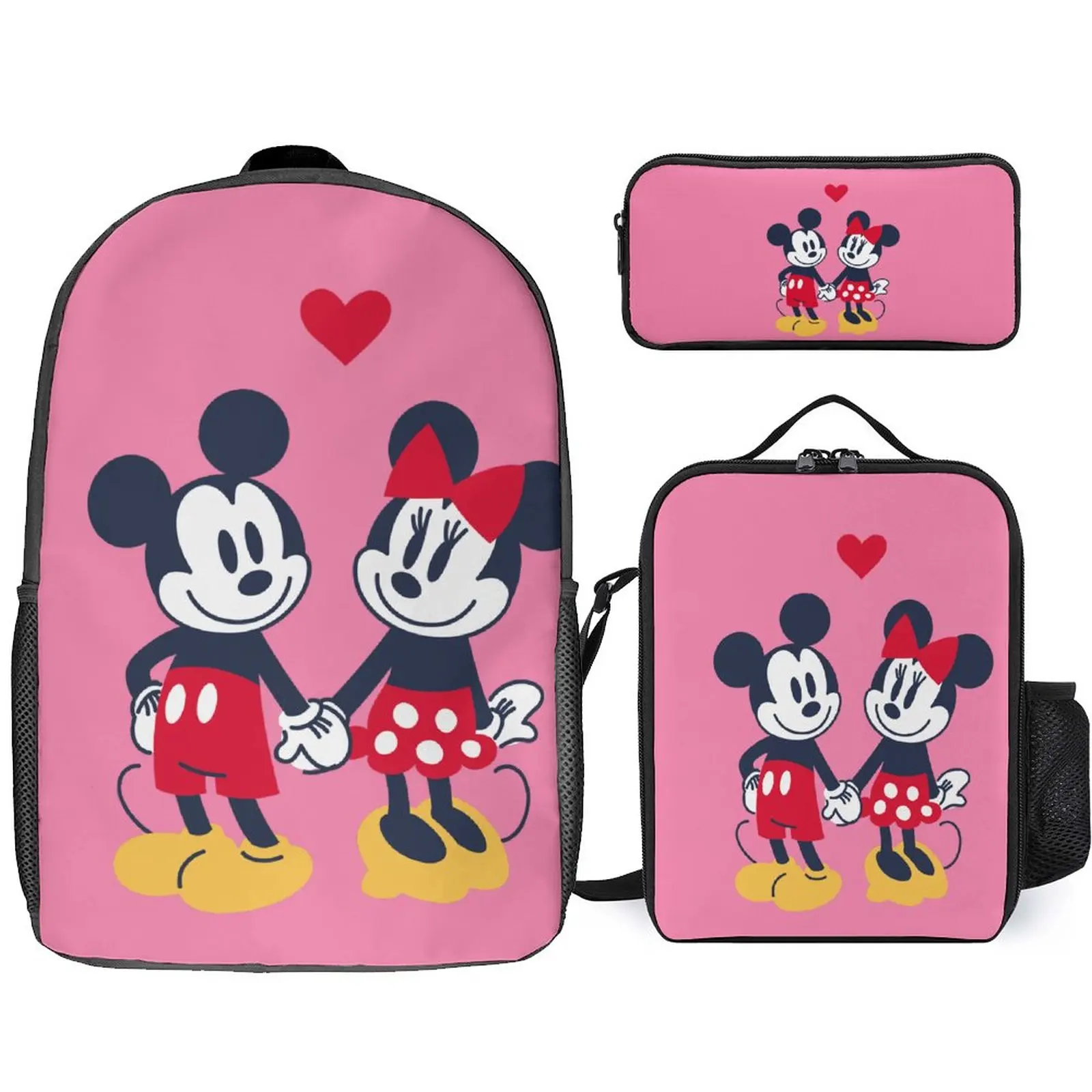 

Детский трехсоставный рюкзак Disney на заказ, цветная сумка для ланча и карандашей, вместительный ранец для молодежи, для активного отдыха и путешествий