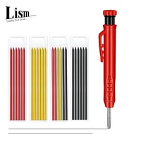 solid carpenter pencil set with 6 refill leads built in sharpener marking tool woodworking deep hole mechanical pencils
