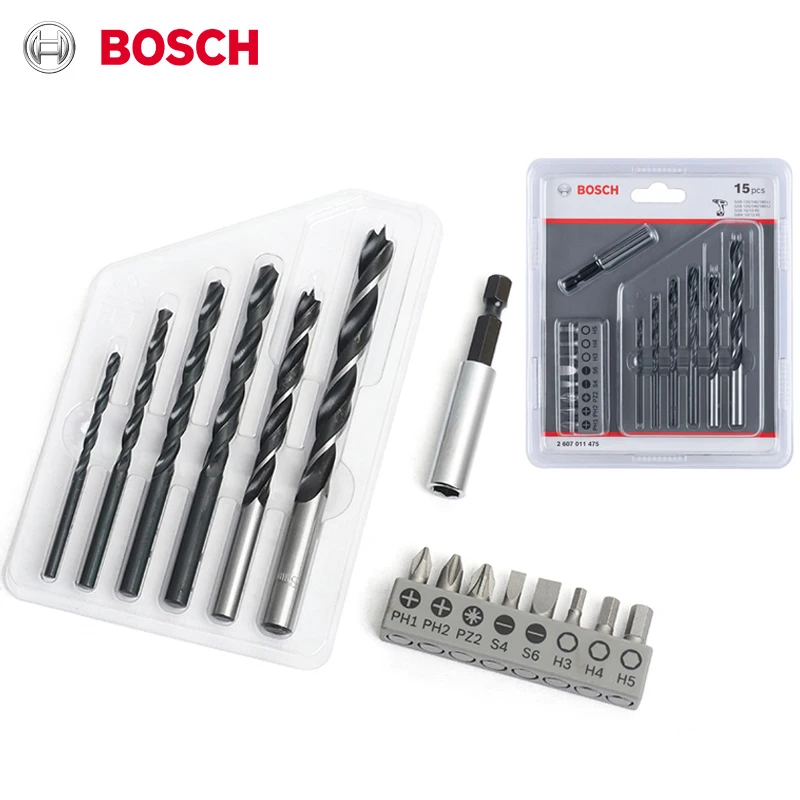 

Bosch 15 Pcs Mini Drill Accessories Electric Screwdriver Bits Screwdriver Extension Rod Electric Drill Bit Metal Wood Drill Set