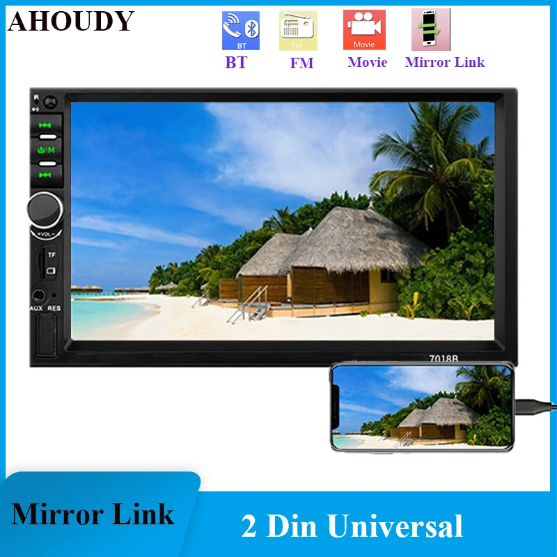 

Ahoudy Carplay Universal 2 Din Car Radio Stereo 7018B Autoaudio FM Receiver 7 INCH HD Touch Screen Multimedia Player Mirror Link