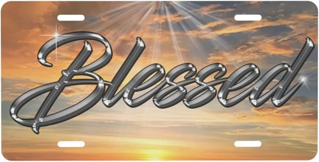 

License Plate Car Front Tag Blessed Sunshine Decorative Metal License Plates Tag Aluminum Noverlty License Plate for Women Men