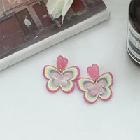 korean new fashion colorful hollow butterfly dangle earrings female small fresh sweet drop earring for woman cute best gifts