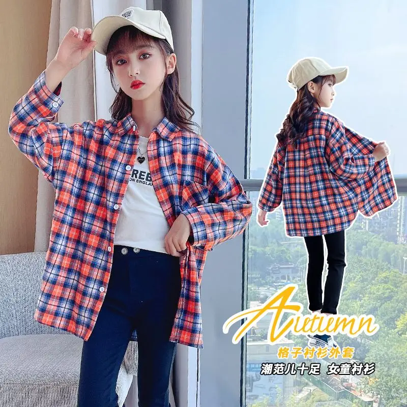 

Girls Plaid Shirts Blouses Teenage Girls Shirts Big Kids Spring Autumn Children Clothing Girls Long Sleeve Tops 6 8 10 12 Years