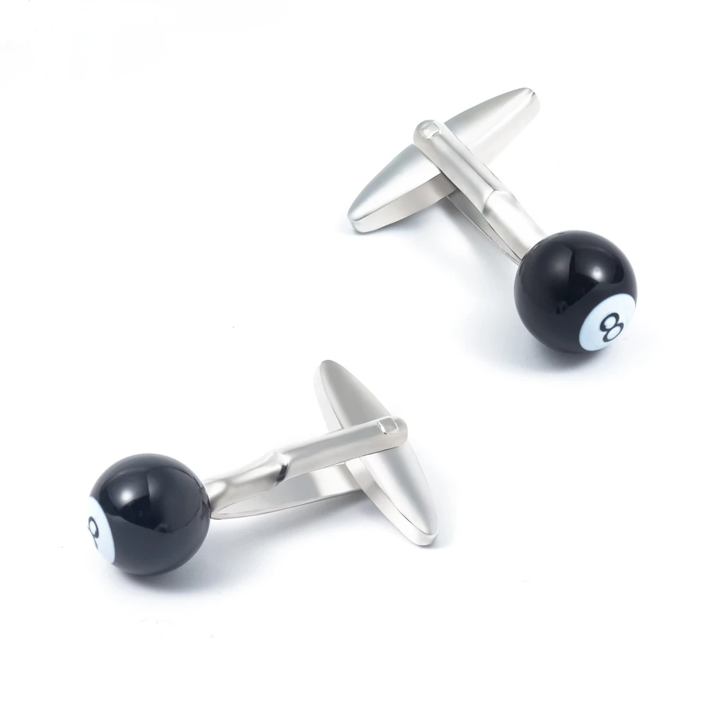 

Lacquered Black No.8 Billiards Metal Cufflinks for Men's Fun and Personalized High-end Theme Party French Clothing Accessories