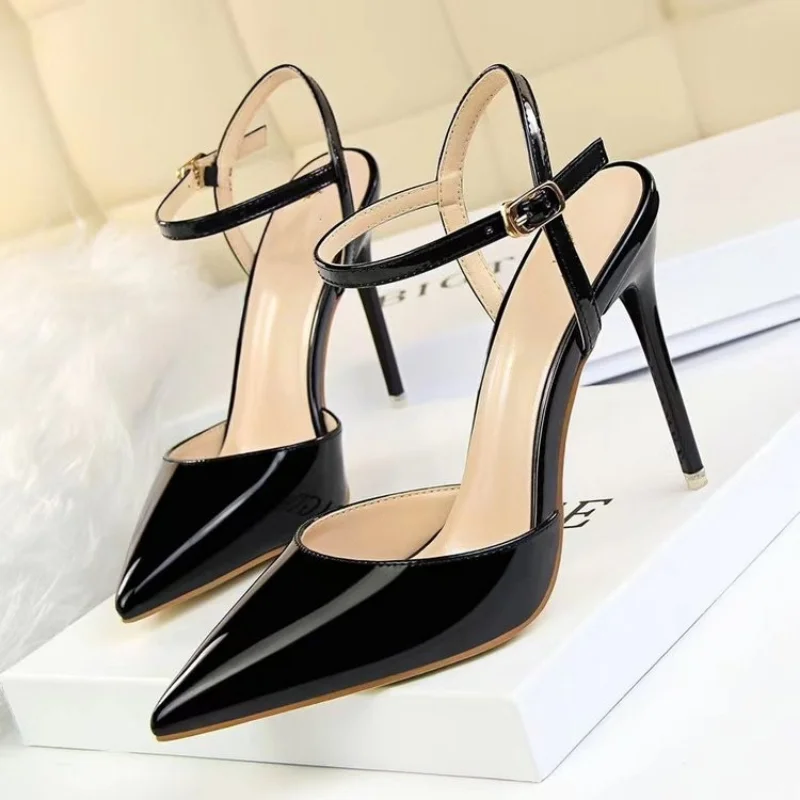 Large Size High Heels Sandal Women Summer 2023 Pointed Package Head Sandals Thin Heels Fashion Office Career Shoes for Women
