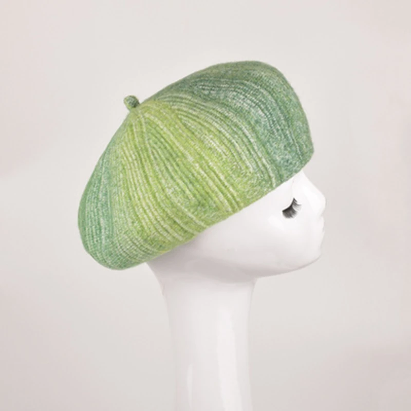 

Beret Color Retro Gradient Wool Knitted Beret Girl Autumn And Winter Art Painter Hat Korean Version Of The Wild Warm Hat Tide