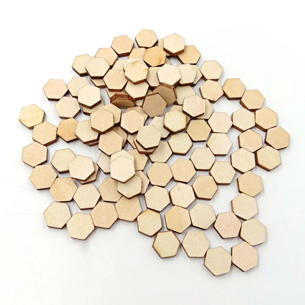 

100PCS Decorative Slices Hexagon Shape for DIY Craft Hexagon Pieces Unfinished Cutouts