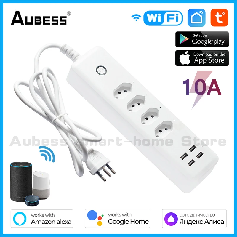 

Смарт-розетка Aubess, 10 А, Wi-Fi, 4USB