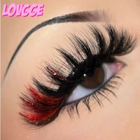 lovgge pop colored red glitter faux mink 20mm 3d 5d 8d 9d volume strip eyelashes fluffy wispy wholesale supplier drop shipping