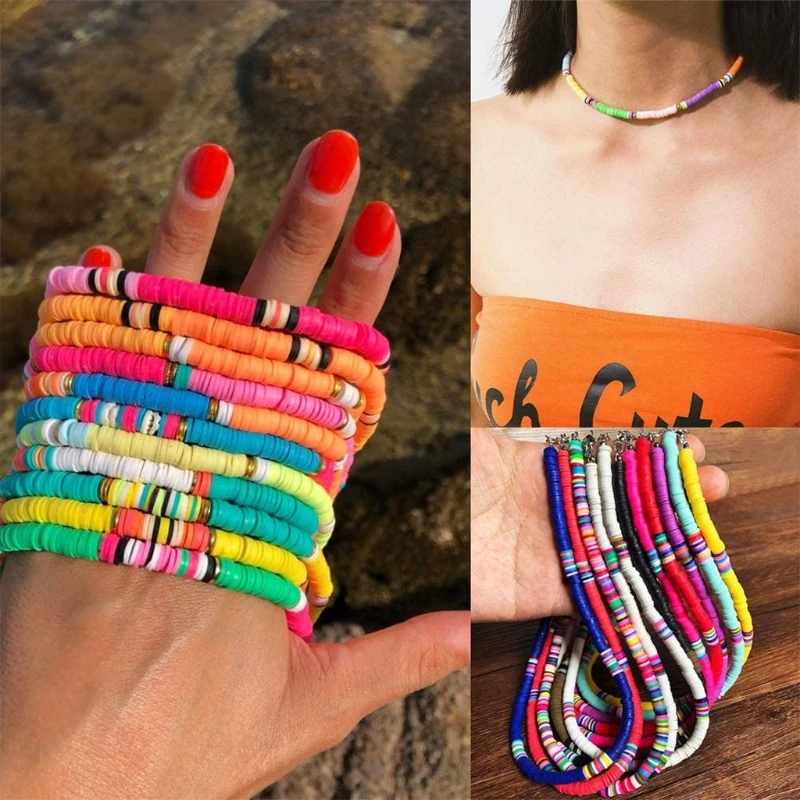 

H9ED Bohemian Beads Necklaces For Women Spacer Beads Alphabet Beads Clay Beads For Bracelets Making Aesthetic Leaf Pendant