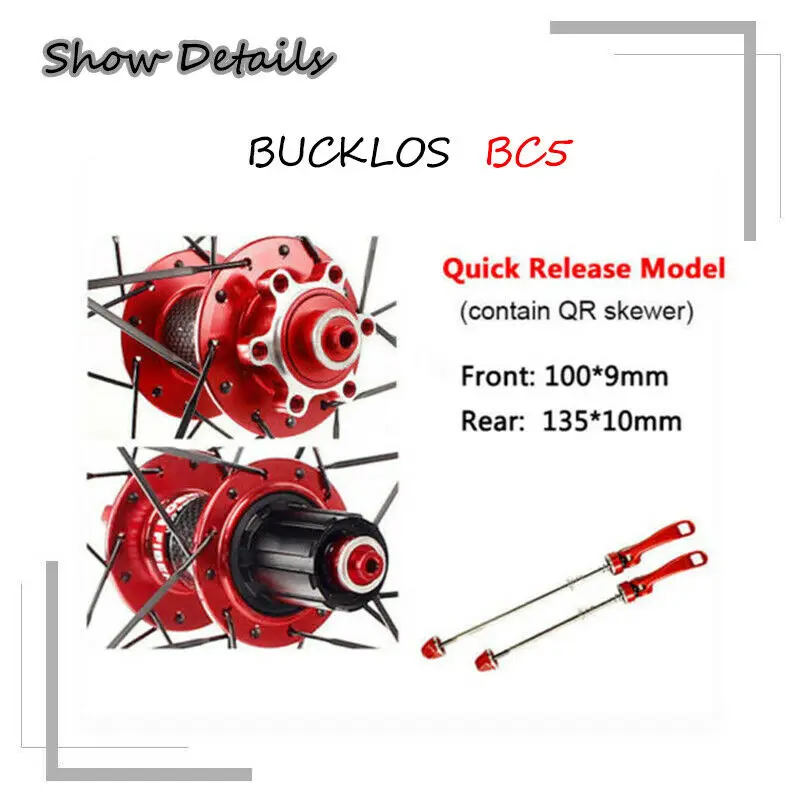 BUCKLOS QR/TA Wheelset 26&quot 27.5&quot 29&quot Carbon Hub Wheel Clincher Disc Brake Set 7-11S Wheels Bike parts | Спорт и
