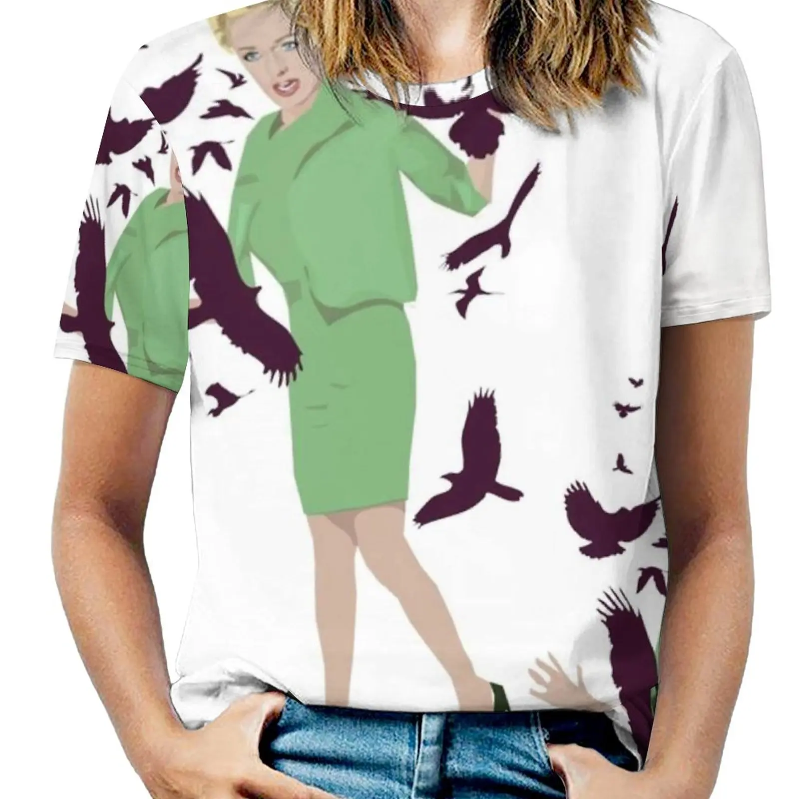 

Женская футболка с круглым вырезом, коротким рукавом и принтом