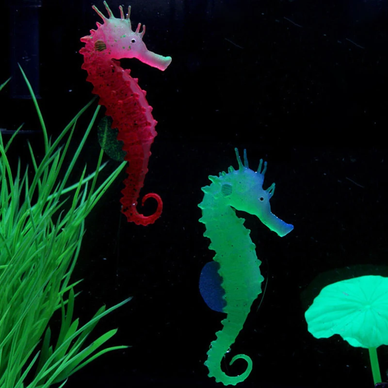 

Luminous Sea Horse Silicone Aquarium Fish Tank lights Artificial Coral Plant Underwater lights Ornament Decor Fishing Lights