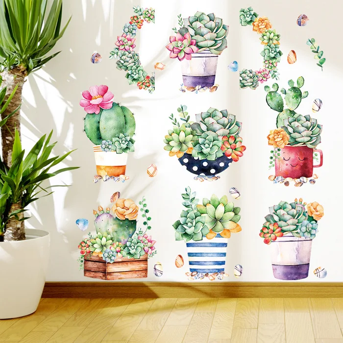 

Wall Decals Potted Plants Stickers Living Room Bedroom Wall Decoration Poster Murals Vinyl Self-adhesive Removable Wallpapers