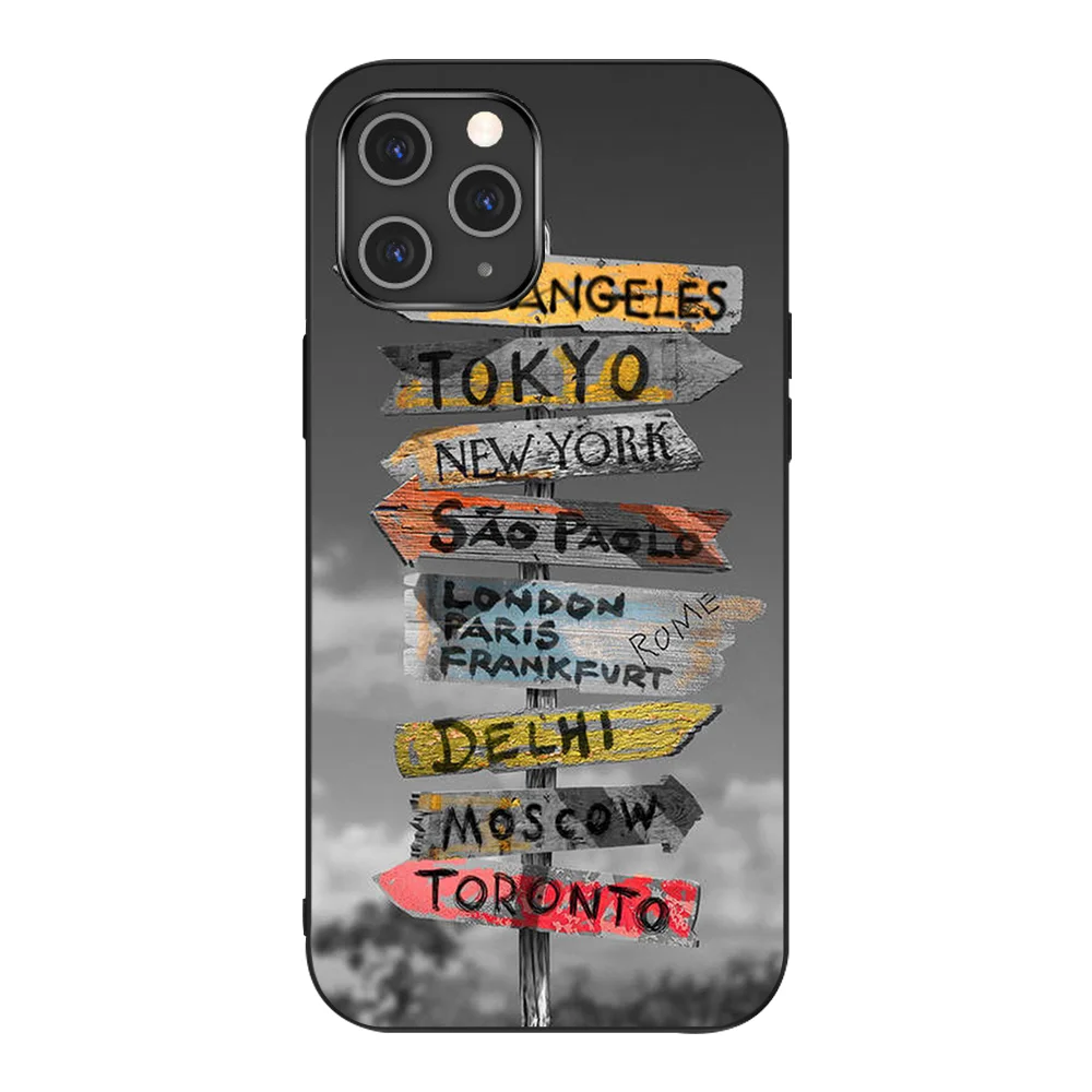 

For iPhone 14 Pro Max Phone Case World Map Travel Coque For iPhone 11 12 13 Pro Max Mini X XR XSMax Soft TPU Silicone Retro Capa