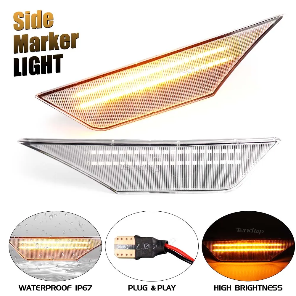 2 шт. дымовая линза на переднее крыло автомобиля янтарный мигающий светодиодный