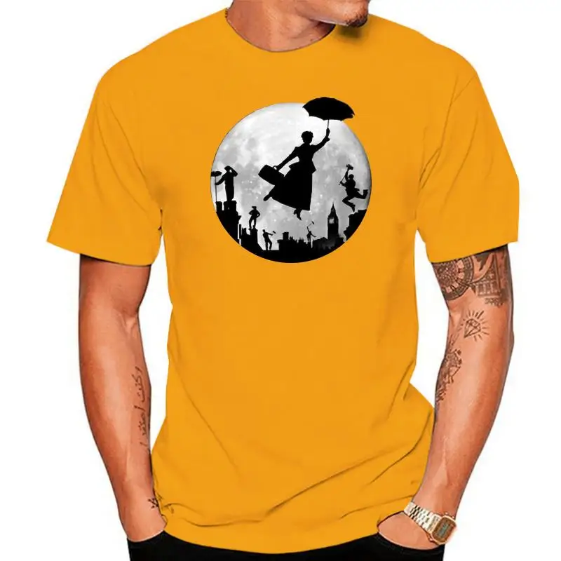 

Mary Poppin tshirt Full Moon London Rooftops Fairy Coming Print High Quality Digital Movie t shirt EU Size S-5XL 100% Cotton