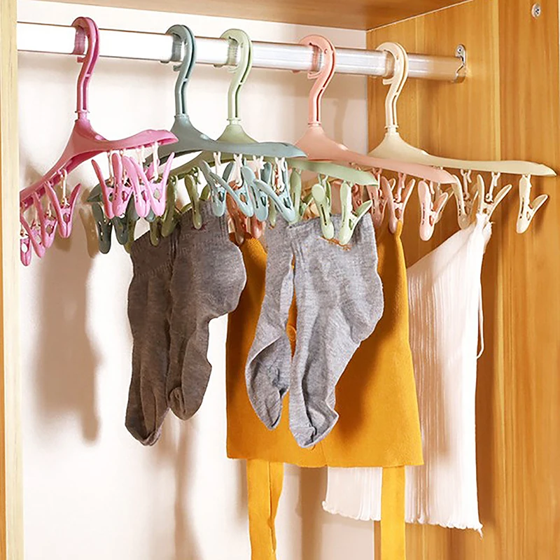 

Multifunction Plastic 8 Clips Clothes Hanger Socks Underwear Drying Clips Waterproof Clothespin Bathroom Accessories