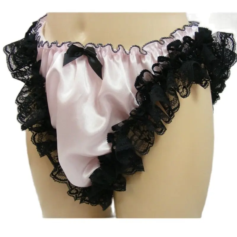 Платье атласное с кружевными краями для взрослых пикантное тонкое черное