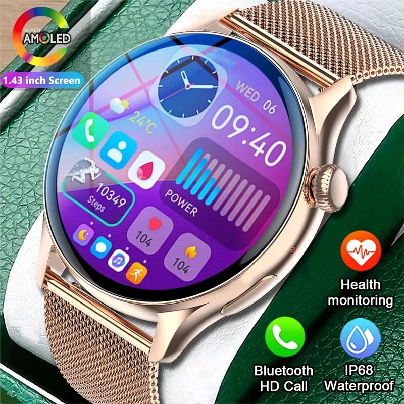 

2023 New Smart Watch Women 1.43 Inch AMOLED 466*466 HD Pixel Display Display Time Incoming Call Reminder smartwatch Men + Box