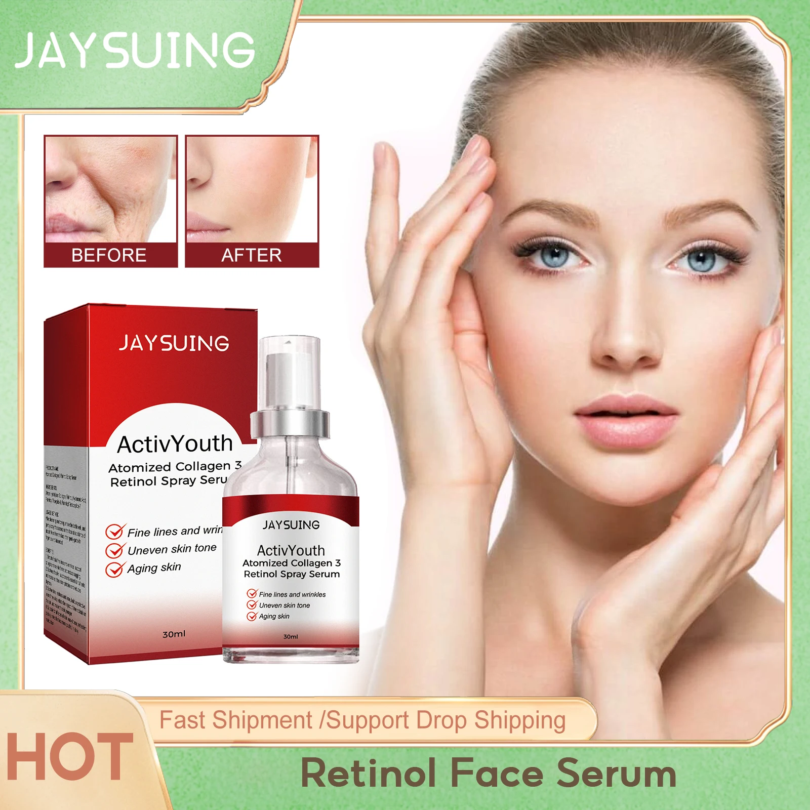 

Retinol Face Serum Lightening Fine Lines Against Aging Improve Skin Texture Deep Moisturizing Anti Wrinkle Repair Essence 30ml