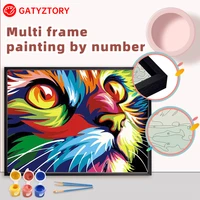 gatyztory coloring by numbers cat picture with multi aluminium frame kits canvas drawing 60x75cm photo wall home decor
