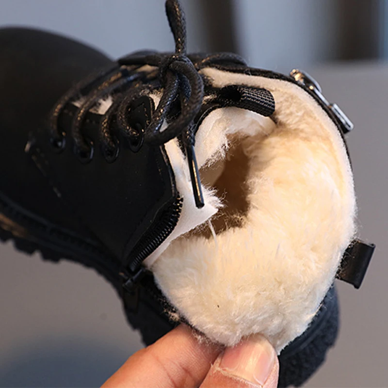 Детские зимние короткие ботинки в английском стиле для мальчиков теплые