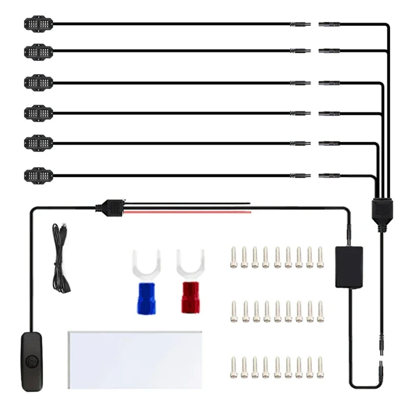 

RGB Car Light Car Light High Brightness Underglow Light Waterproof Rock Light Kits for Car ATV SUV with Music Modes XXFF