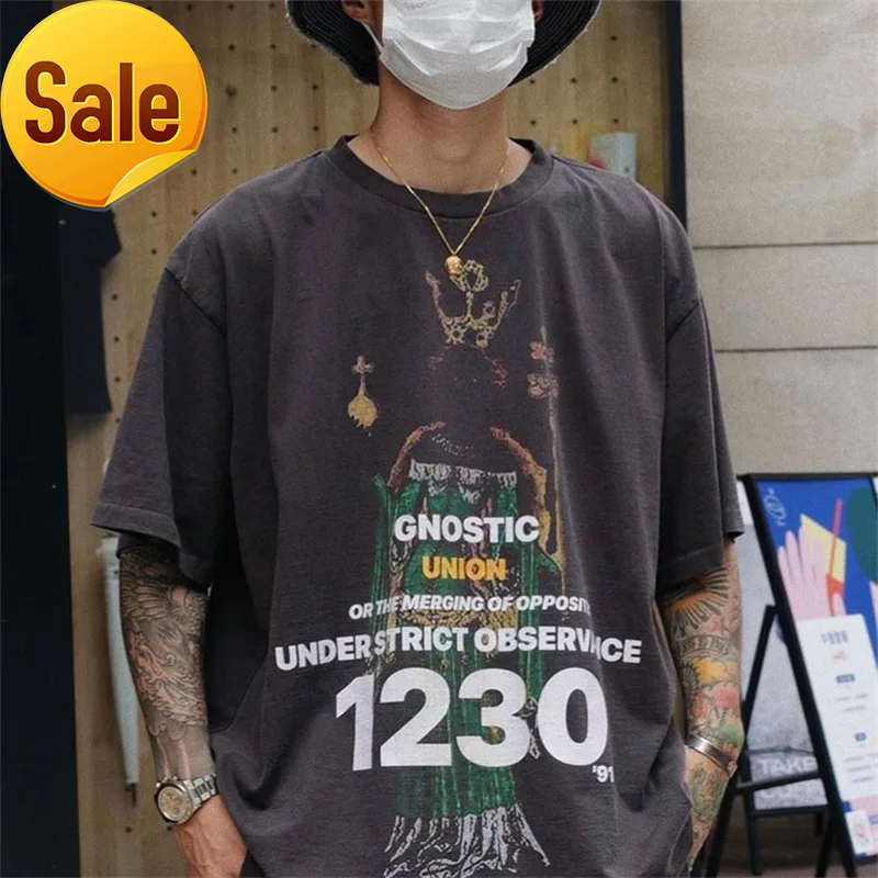 

Мужская хлопковая футболка с коротким рукавом, свободного покроя