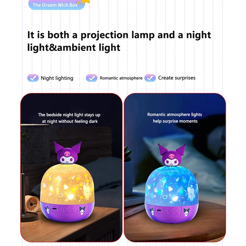 Ночник для проектора Sanrio Kuromi 360° ° Поворотный потолочный светильник спальни дома