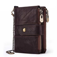 rfid swiping wallet genuine leather bag multifunctional buckle zipper vintage crazy horse leather mens bag leisure coin purse