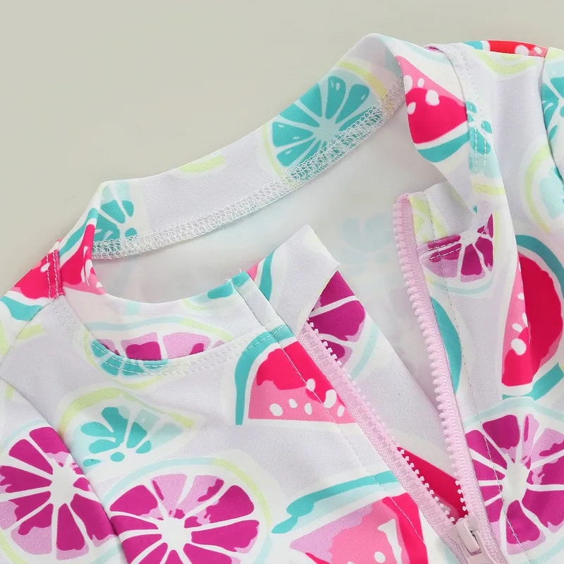 Купальник для маленьких девочек с принтом арбуза и оборками