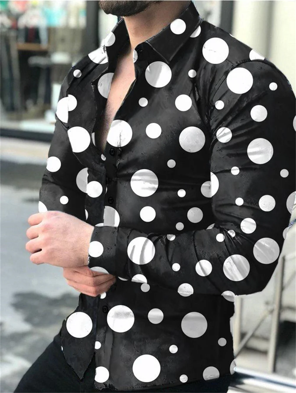

Casual Lapel Button Down Shirts Fashion Men's Brand Digital Print Street Harajuku Long Sleeve Cardigan Shirt Spring S-4XL