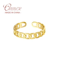 CANNER Luxury 9K 10K 14K 18K 24K Solid Gold Chain Shape Rings for Women Men Vintage Gothic HipHop Opening Ring Fine Jewelry