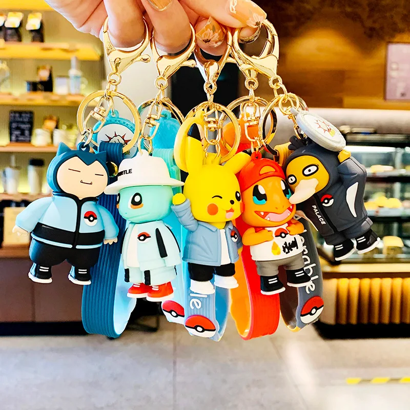 

41style Pokemon Action Figure Pikachu Charmander Snorlax Squirtle Anime Pokemon Car Keychains Bag Keyring Pendant Birthday Gifts